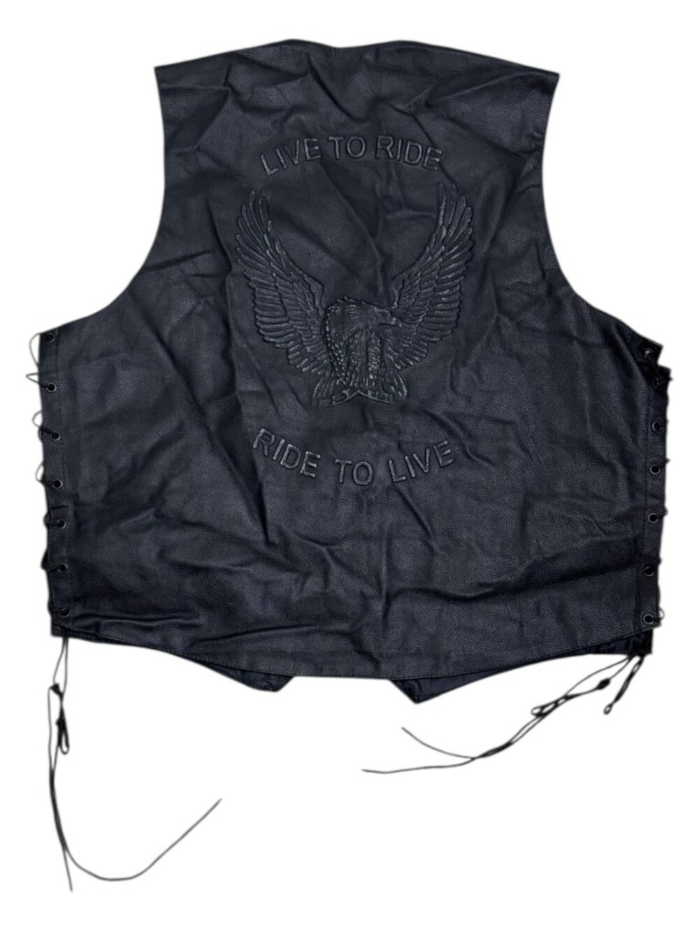 X-ELEMENT Genuine Leather Eagle Live to Ride Motorcycle Biker Vest Mens 3XL